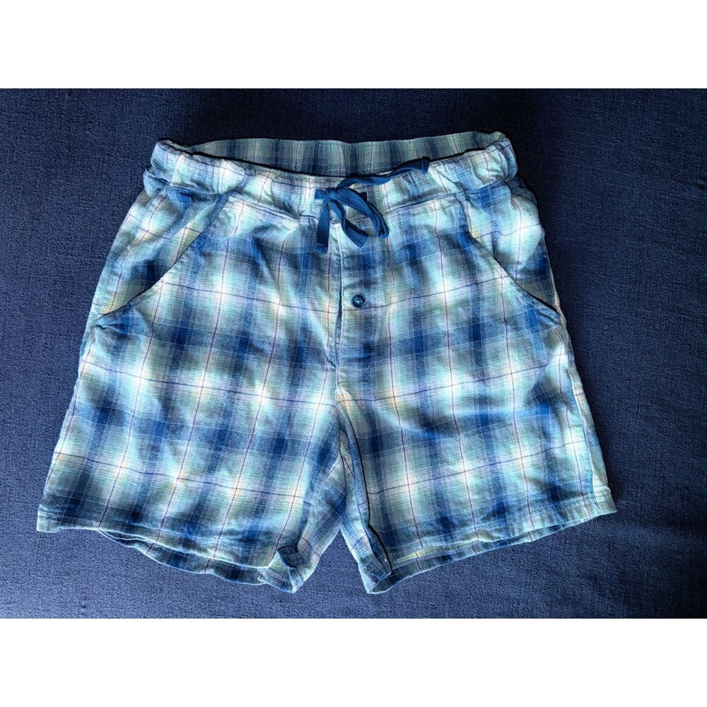 Pendleton Mens Small Blue Plaid Flannel Drawstring Lounge Pajama Shorts